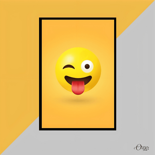 Painting Canvas Style Winking Face With Tongue | Emoji Wall Art - ValueBox