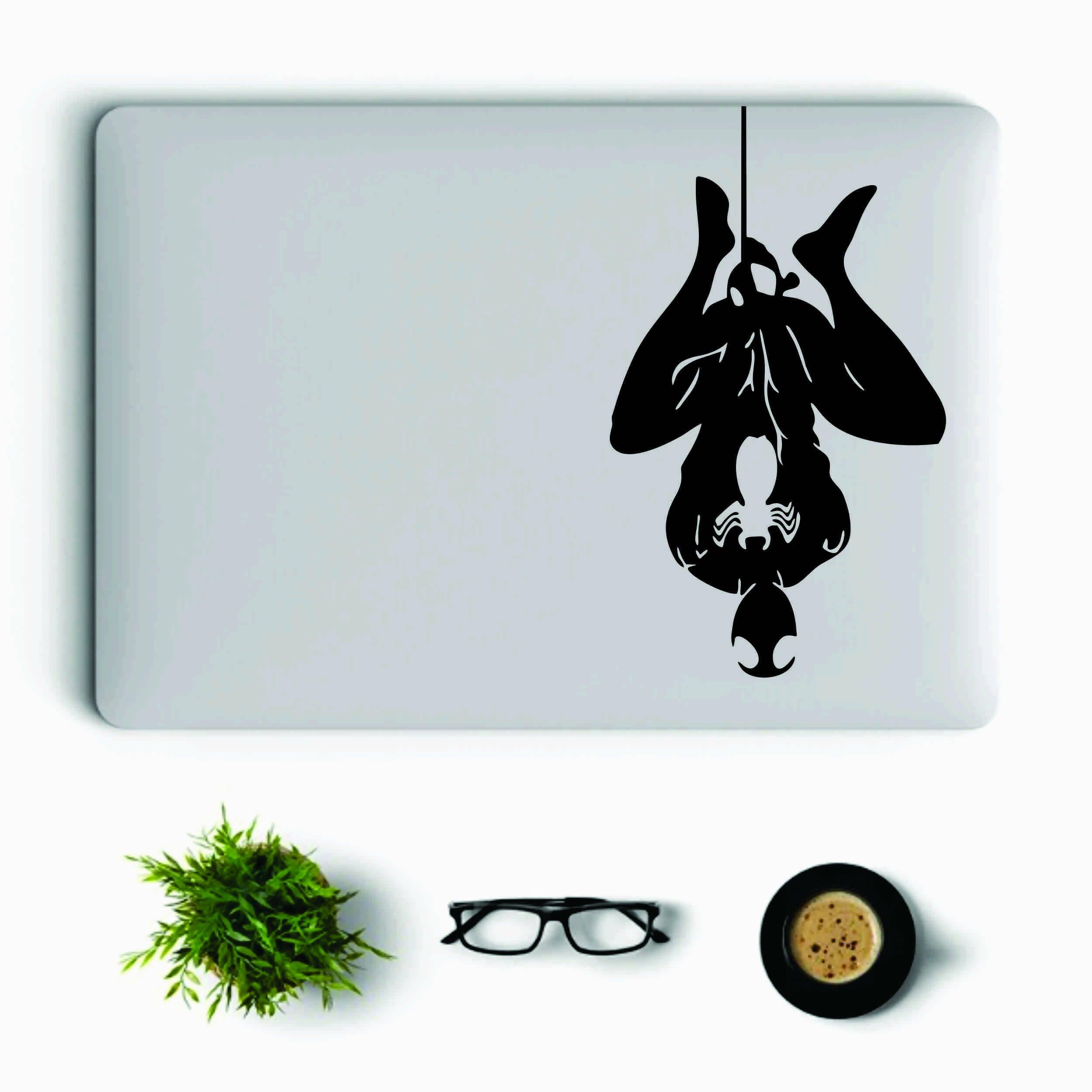 Spiderman Hanging Vinyl Decal Laptop Sticker, Laptop Stickers by Sticker Studio - ValueBox