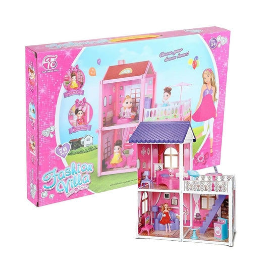 Creative Fashion Villa Doll House with Doll & Furniture (76Pcs) - ValueBox
