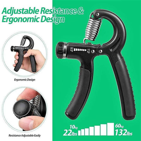 Hand Gripper Adjustable Resistance 10kg To 60kg Non-Slip Hand Grip Strength Trainer Fingers Wrist Exerciser With Free Gift - ValueBox