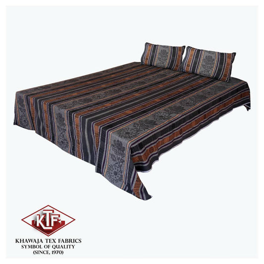 Khawaja King size double bed sheet jacquard traditional hand crafted bed set gultex style multani cotton polyester bed cover with 2 pillow covers A34 - ValueBox