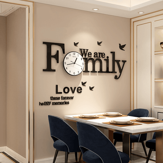 We Are Family Wooden Wall Clock - With Birds and Love 36 Inches , Wooden Wall Clock Wall Clock 3d 24 Inch Wooden Watch Diy Design - ValueBox