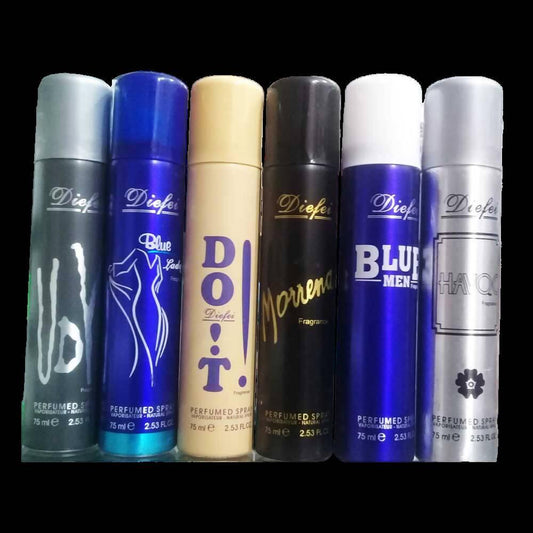 Pack of 6 - Multi Fragrance Deodorants (Body Spray) For Unisex - 75 ml Each