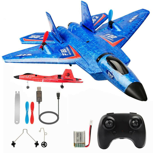 Remote Control F-22 Foam Fighter Jet 2.4 GHz - Rechargeable Battery - Trending F-22 Foam Jet - Toy For Boys - Assorted Colors - ValueBox