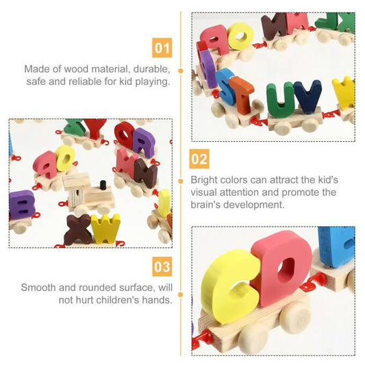 ABC Wooden English Alphabet Letter Train For Kids - Wooden Playset For Kids - Toys For Boys - ValueBox