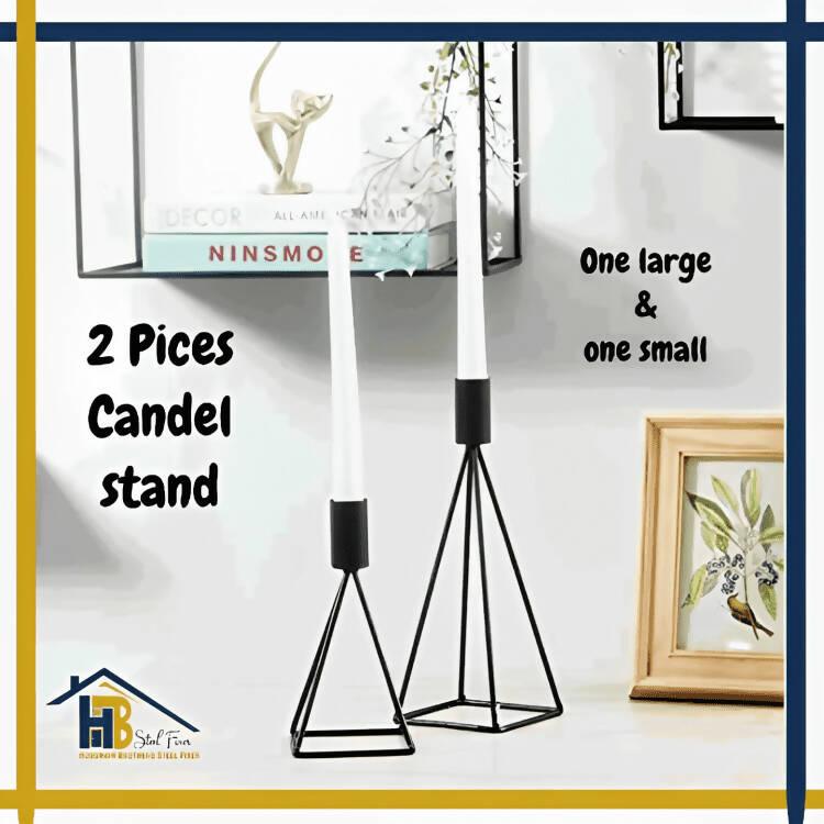 badgeHB Two Piece Customize, Candle Holder, Taper Candle Holders, Black Metal Candlestick Holder, Strong Candle Sand, Decorative Candle Stand - ValueBox