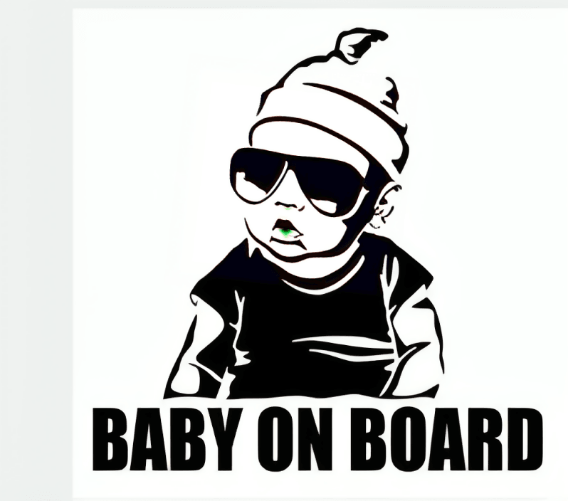 15.5*15.2CM BABY ON BOARD (BLACK) Creative Fashion Car Sticker Tail Warning Sign Decal Sticker Auto Accessories car Accessories - ValueBox