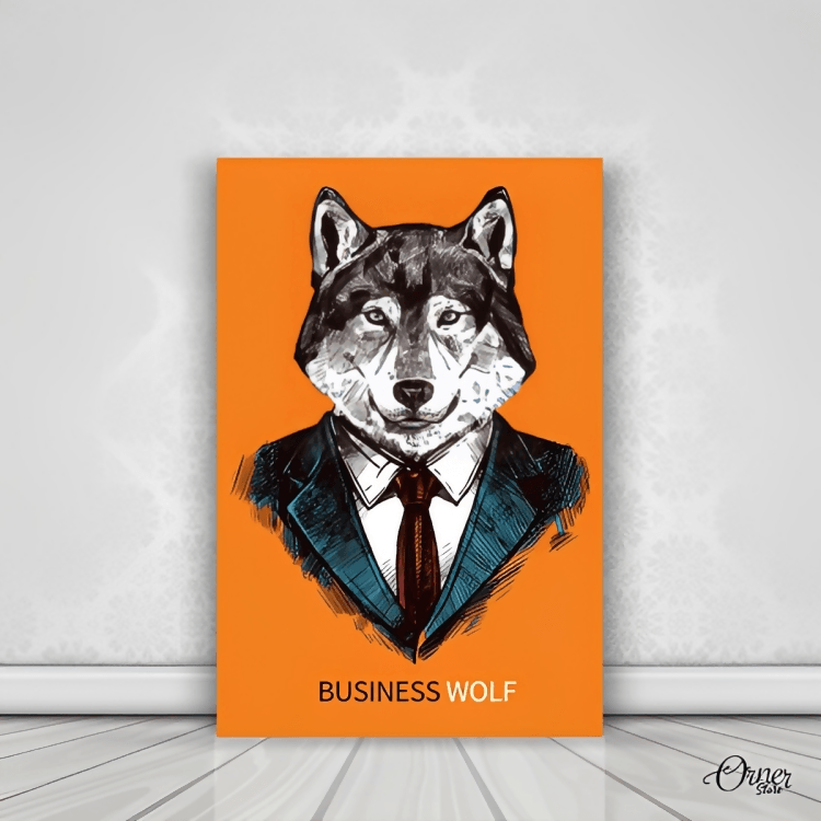 Business Wolf (Single Panel) | Animal Wall Art - ValueBox
