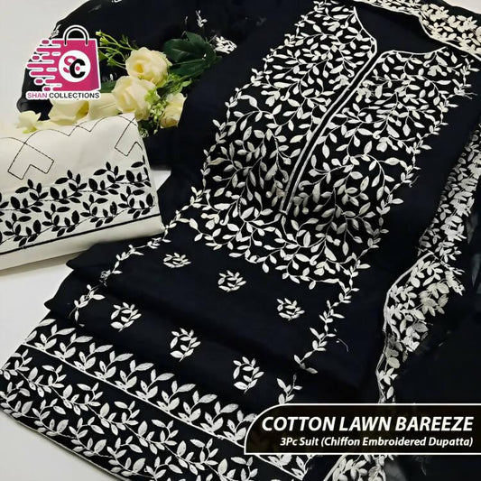 Unstitched Cotton Lawn Breeza Embroidery - ValueBox