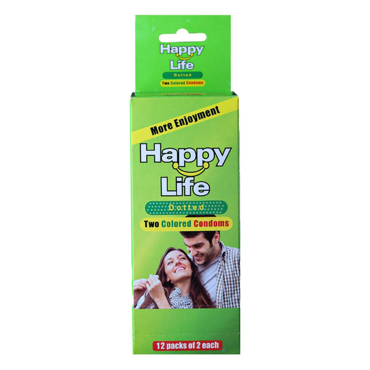 Happy Life Dotted Two Colored Condoms 2's - ValueBox