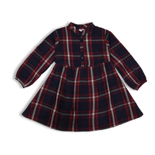 Navy Blue Girl's Checkered Frock - ValueBox