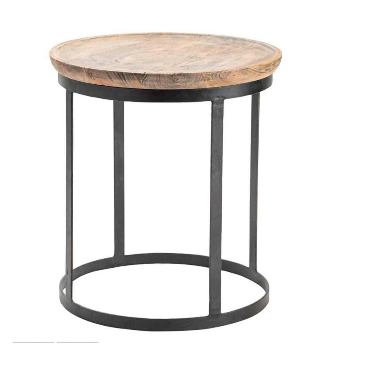 Decore To Adore Customize One Piece Wide Wood and Black Iron Rectangular End Table - ValueBox