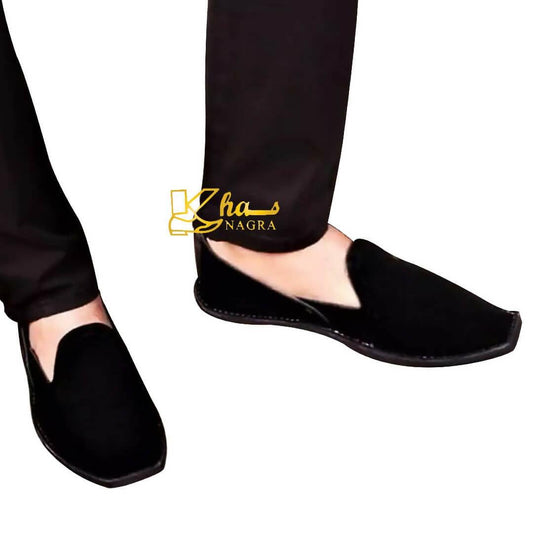 Black Velvet Leather Khussa Shoes For men and Woman