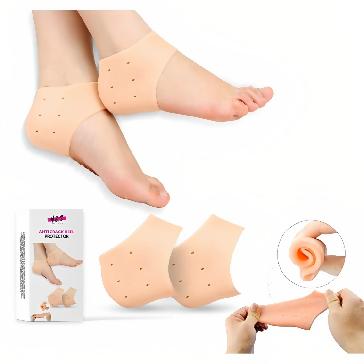 Silicone Heel Pads / Cups - Plantar Fasciitis Inserts, Cushion ( 1 Pair ) Great for Heels Pain, Half & Full Heal & Protects Dry Cracked Heels - Achilles Tendinitis Silicon , for Men & Women - Feels Like Gel Pad H&S