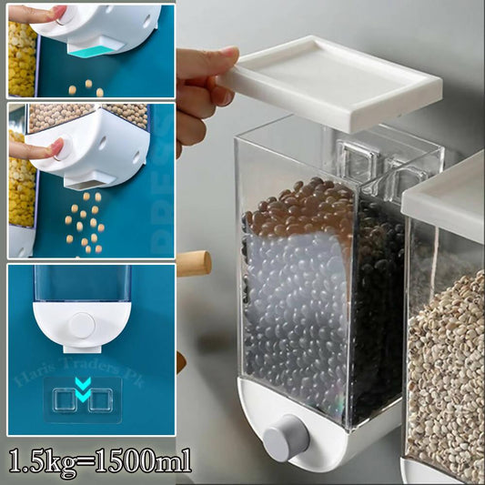 1500 Ml Grain Storage Box Wall-mounted Tank Home Cereal Bean Rice Container Oatmeal Dispenser - Dry Fruit, Grain Dispenser