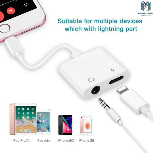 Aeytech Iphone Headphone 2 In 1 Jack Adapter Lightning To 3.5mm