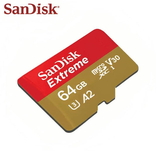 Sandisk EXTREME 64GB - 160MB/s / Class10 / A2 / UHS-I / U3 / V30 - SDXC MicroSD Memory Card - For Action Cam / Drones / Helicam