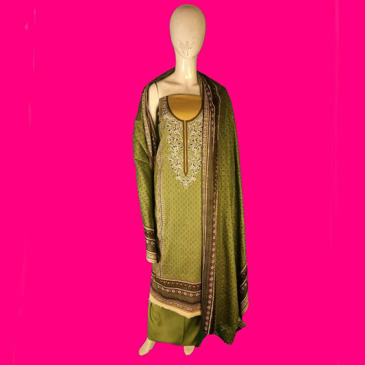 Unstitched Lawn Embroidered 3 piece suit for Women & Girls