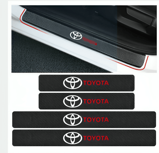 Car-Styling 4Pcs Car Door Carbon Fiber Scuff Plate Stickers for Toyota Accessories - ValueBox