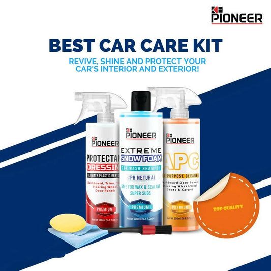 K.e Pioneer All In One Car Care Kit - Pack Of 3 With Free Microfiber Towel