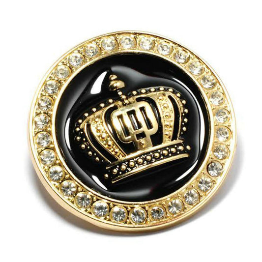 Taj / Crown Metal Emblem / Logo Round Shape Fancy Golden Color