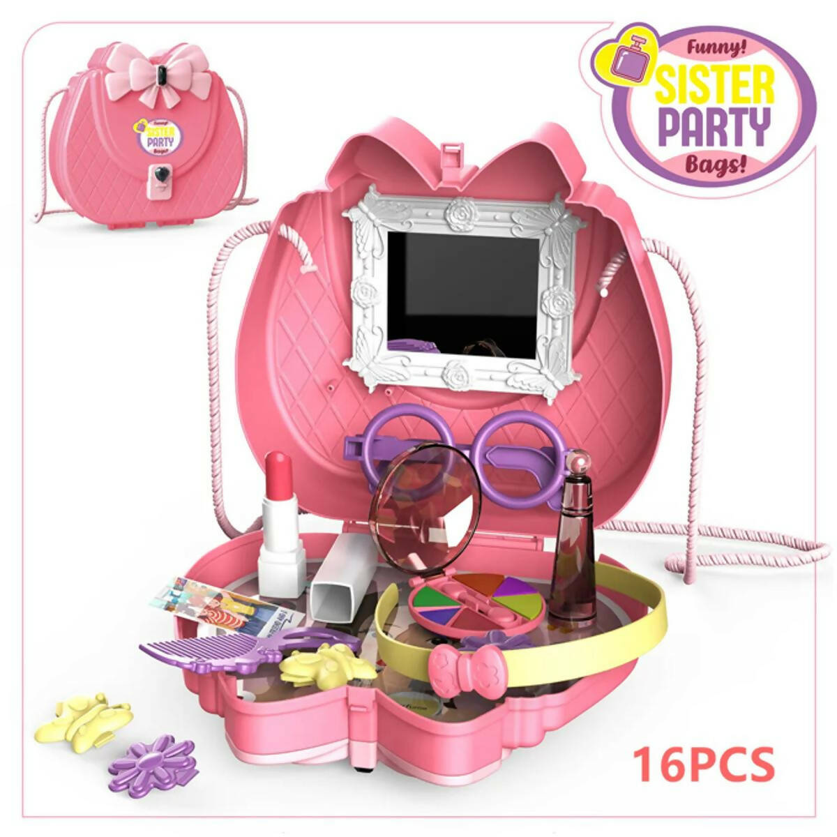 Planet X - Portable Sister Party Beauty Play Sets - 16pcs - Glamorous Adventure