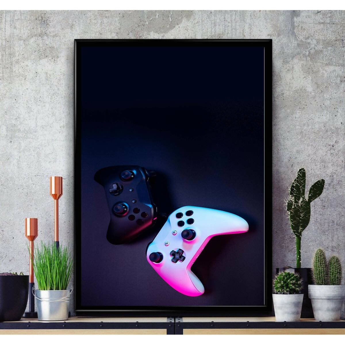 Xbox Controller Gaming Poster Wall Hanging Glass Photo Frame in Premium Glossy Photo Paper A4 8x12” size for Home Decor and Decoration Accessories