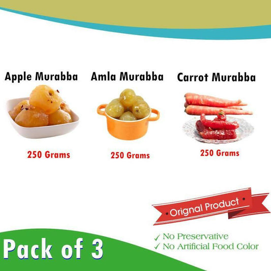 Pack of 3 - Apple Murabba , Amla Murabba & Carrot Murabba - 250 Grams Each
