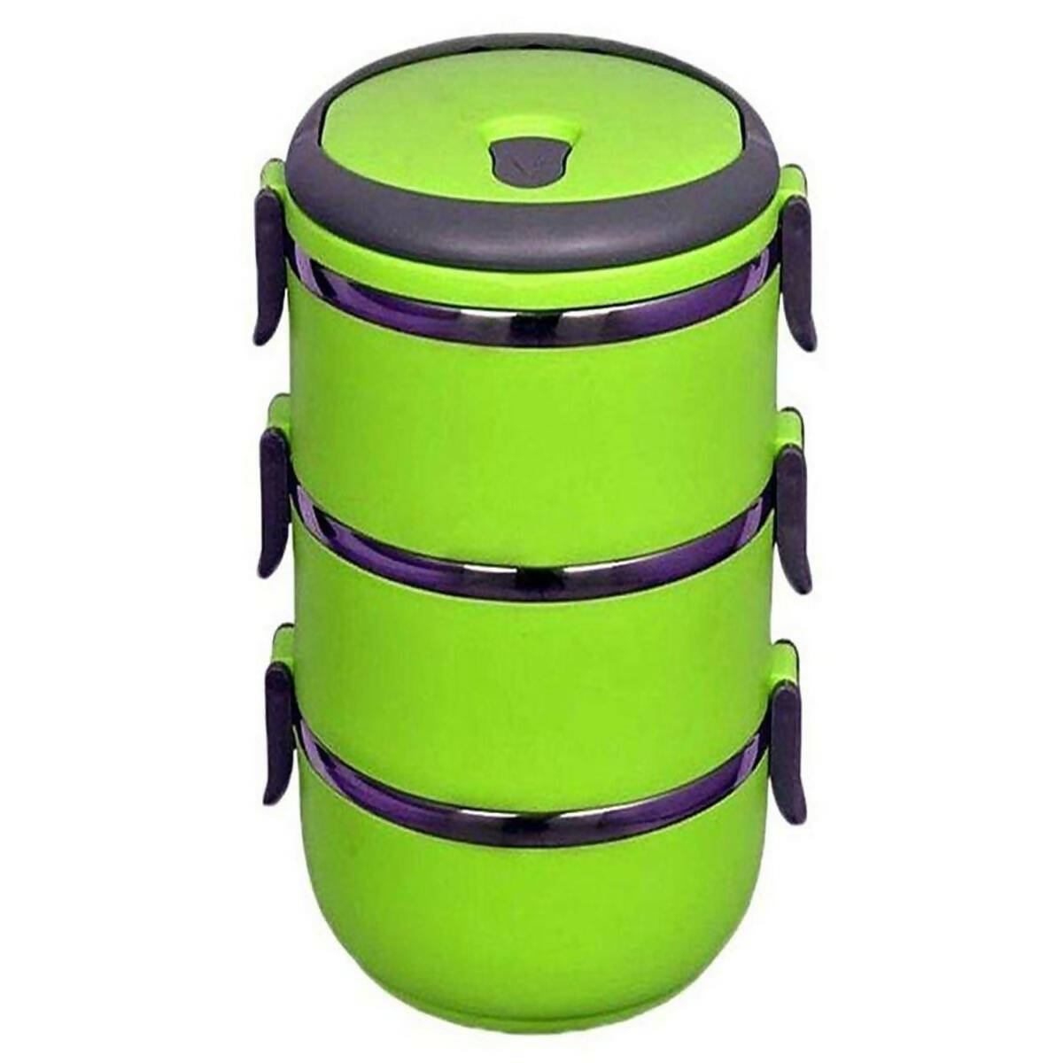 3 Pieces Plastic Body With Stainless Steel Lunch Box 2.1 Litter