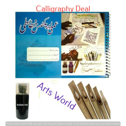 5 Bamboo Qalams and One Indian Ink Black For Students and Beginners - ValueBox
