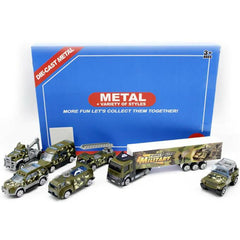 Army Cars With Container Truck - 6 Pcs Die Cast Metal set - ValueBox