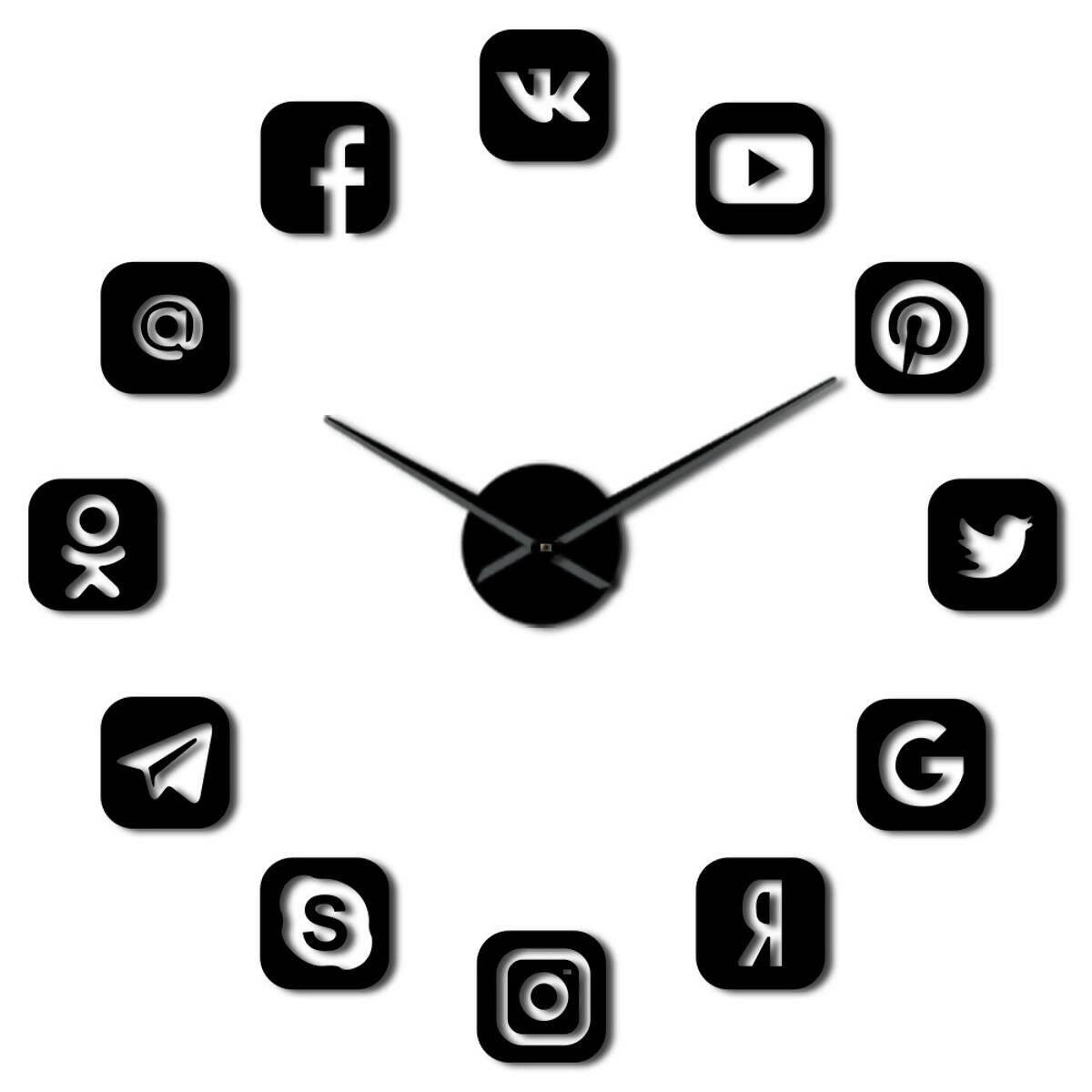 Home Decor Symbol Wooden Wall Clock Instg Fb Yt Tt @ Wall Decore for All Type of Rooms - ValueBox
