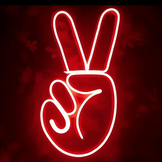 Hand Peace Neon Sign Board Glow Neon Light Wall Signboards Led Sign Boards for Shop Restaurant Room Decoration - ValueBox