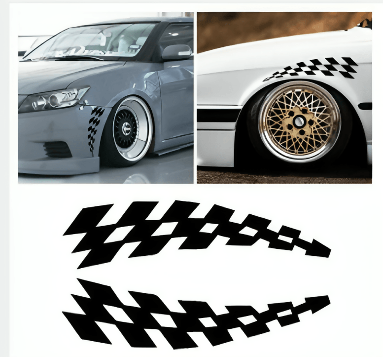 Racing Stickers Vehicle Car Decals Wheel Eyebrow Checkered Flags Safety Reflector Vinyl Stickers Prevention for Audi BMW Jeep Racing Stickers Vehicle Car Decals Wheel Eyebrow Checkered Flags Safety Vinyl Stickers Prevention - ValueBox