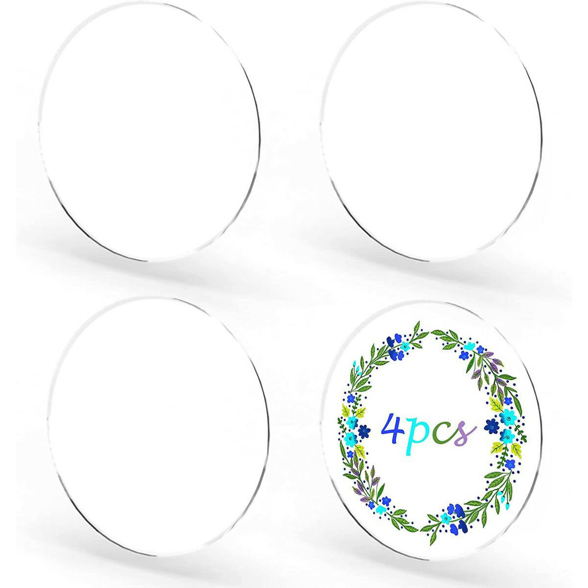 Clear Acrylic Sheet, 4 Pieces Round Acrylic Sheet 8 Inch Circle Acrylic Blanks Plastic Disc Transparent Acrylic Panel Circle Acrylic Sheets 2mm Thickness Sign for Picture Frame Painting/Calligraphy/ Glass Painting DIY Crafts