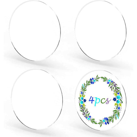 Clear Acrylic Sheet, 4 Pieces Round Acrylic Sheet 8 Inch Circle Acrylic Blanks Plastic Disc Transparent Acrylic Panel Circle Acrylic Sheets 2mm Thickness Sign for Picture Frame Painting/Calligraphy/ Glass Painting DIY Crafts - ValueBox