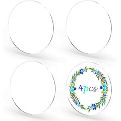 Clear Acrylic Sheet, 4 Pieces Round Acrylic Sheet 8 Inch Circle Acrylic Blanks Plastic Disc Transparent Acrylic Panel Circle Acrylic Sheets 2mm Thickness Sign for Picture Frame Painting/Calligraphy/ Glass Painting DIY Crafts