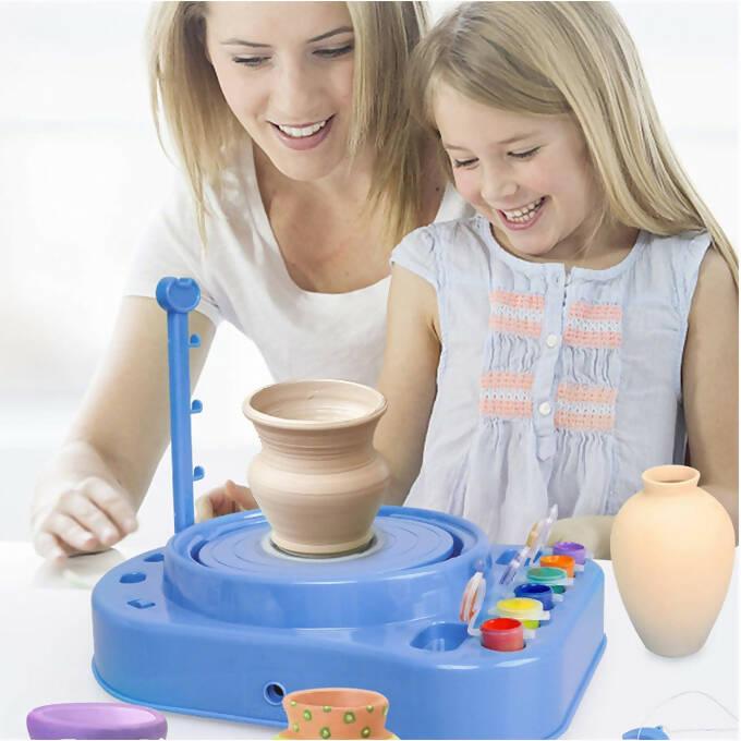 Educational DIY Craft Pottery Wheel Toy Workshop Electric Battery Operated Clay With Charger for kids - ValueBox