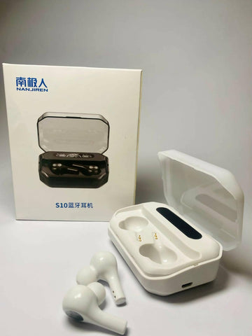 Earbuds-s10 Pro White | Bluetooth 5.0 Earpods |Wireless Earbuds Stereo Earpods | Bass Boosted -White - ValueBox