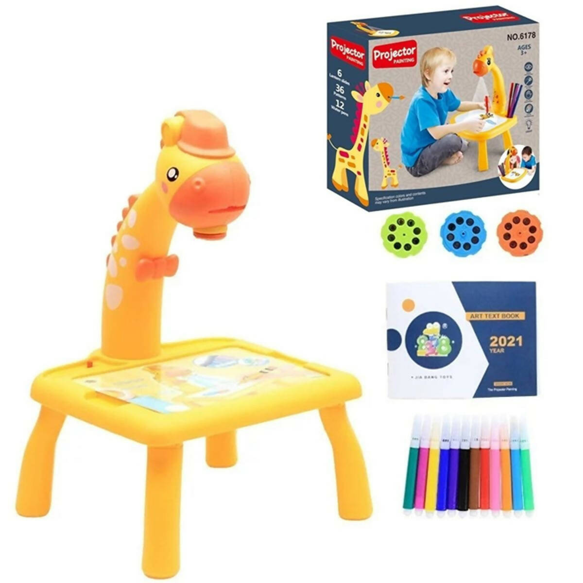 LED Giraffe Projector Painting Set for Kids – Yellow