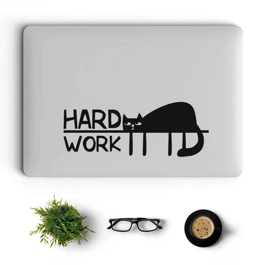 Work Hard Lazy Cat Laptop Sticker Decals, Laptop Stickers by Sticker Studio - ValueBox