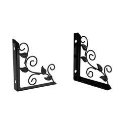 Floating Brackets Set Made by Metal, Wall Decor, Black and Rustic Decorative Brackets Wall Shelf for Living Room, Bedroom, Bathroom Pack of Two - ValueBox