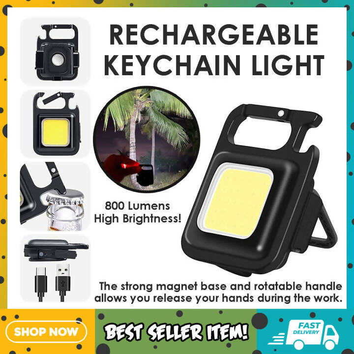 Small Flashlights 800 Lumens Bright rechargeable keychain Mini flashlight 3 Lights Modes