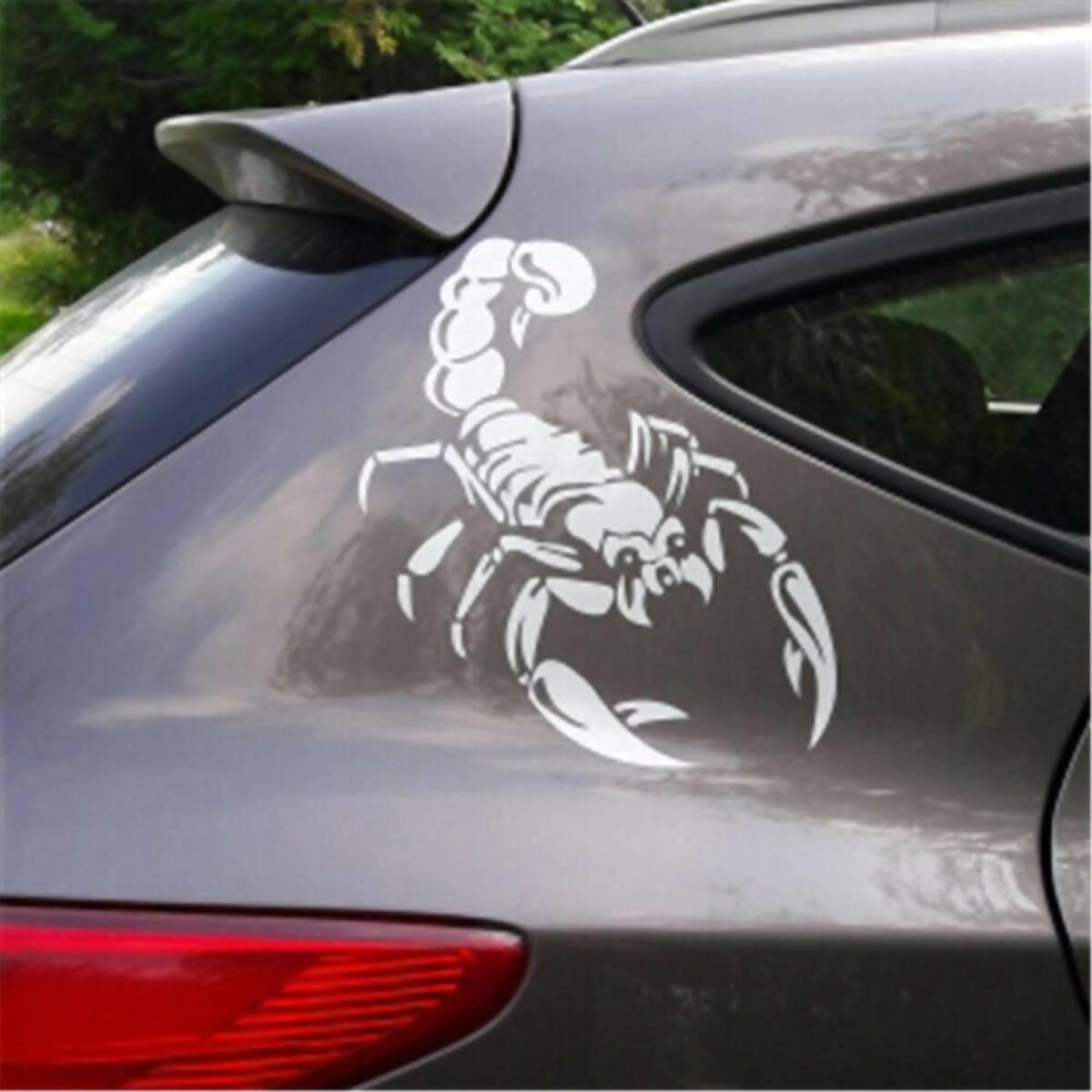 (White) Big Scorpion Sticker for Car Bonnet - ValueBox