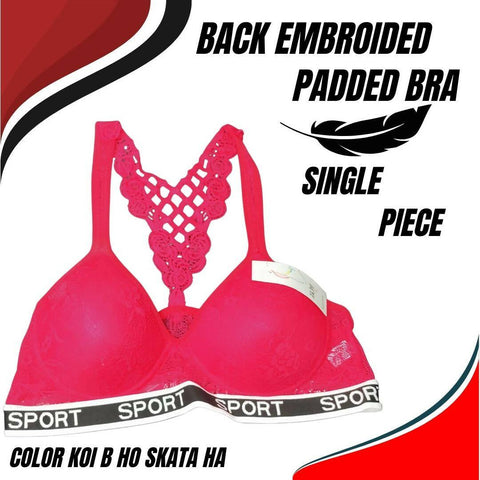 Back Embroidered Padded Bra - ValueBox