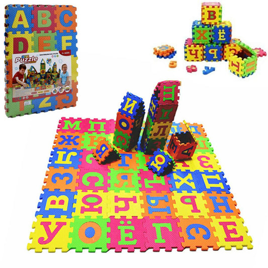Eva Puzzle 36 Pcs Abc Foam Mats (9x9 cm) - Multi Color - ValueBox
