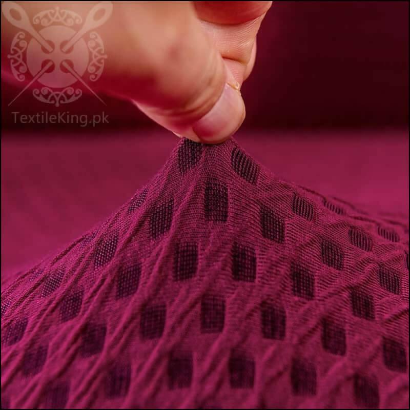 Turkish Stretchable Fitted Jacquard Sofa Cover - Maroon - All Sizes - ValueBox