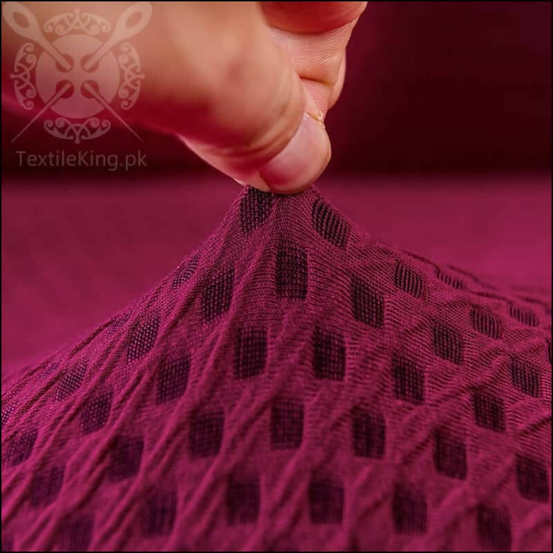 Turkish Stretchable Fitted Jacquard Sofa Cover - Maroon - All Sizes