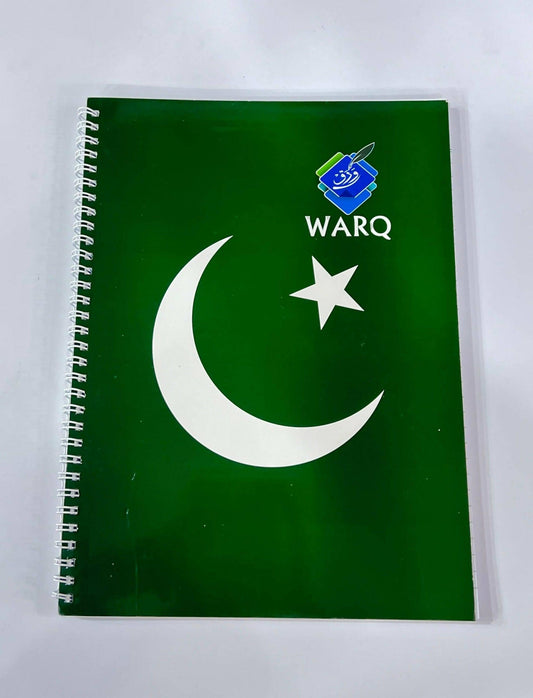 WARQ SPIRAL NOTEBOOK A4 SIZE IMPORTED PAPER (PAKISTAN FLAG) - ValueBox