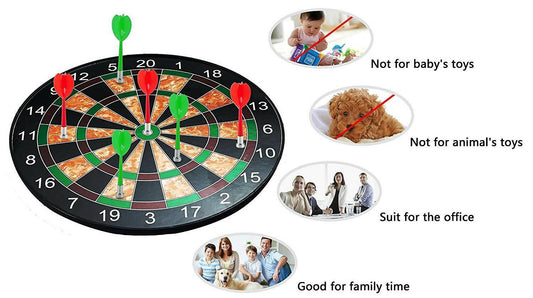 Magnetic Plastic Dart Board Game Set with 6 Darts - 15 Inches